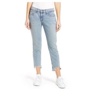 Rag & Bone Dre Low Rise Slim Boyfriend Jeans Thunderbird Raw Hem Size 30